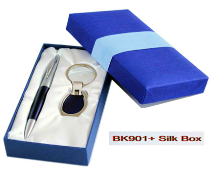 BK901(Silk BOX) ชุดปากกา+พวงกุญแจโลหะ